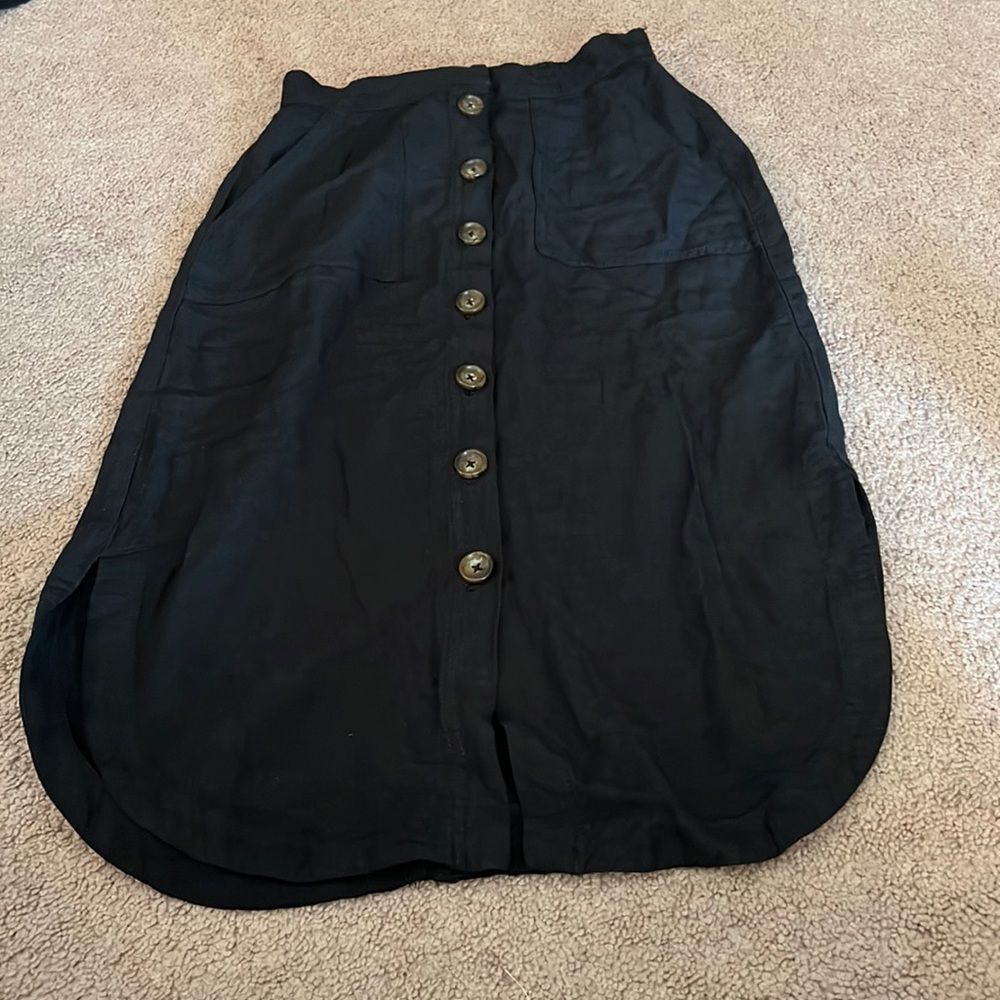Anthropologie postmark Raleigh black button down skirt 0‎